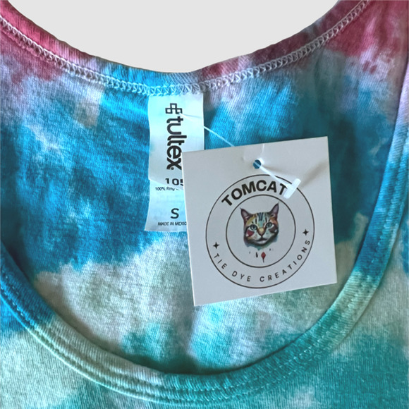 Tomcat Tie Dye Creations Women's Spiral Design Tank Multi Color, NWT-Size Small - Picture 3 of 5